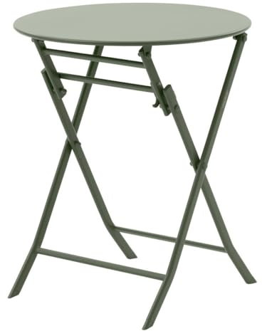 Hespéride - Table de Jardin Pliante Ronde Greensboro 2 Places Vert Laurier - Acier Antirouille Renforcé - Mobilier pour Jardin, Balcon, Terrasse