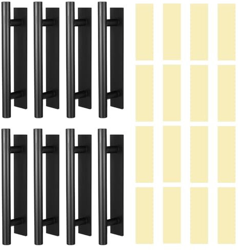 8 Stück Selbstklebende Türgriffe Schrank Schrankgriffe Schwarz Türgriffe Küche Schrank Griffe Kunststoff Möbelgriffe Griff Balkontür Außen Ohne Bohren Abziehen und Aufkleben, für Glastüren Schubladen