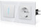 BSEED Enchufe y Interruptor,interruptor Conmutador con Garfio,Basculante con Pilotitos LED,Panel de Vidrio,Seguridad Infantil,Fácil Instalación,E-Serie,1 Gang 2 Vía Con Enchufe,157mm Blanco