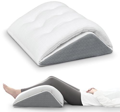 Shinnwa Knee Wedge Pillow, Patented Convertible Knee Pillow for Back Sleeping, Dual-Layer Memory Foam Triangle Pillow for Legs Post Surgery, Knee Support, Leg Elevation, Back Pain Relief