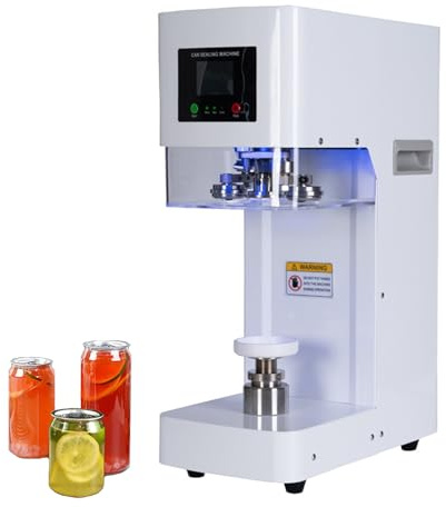 Kommerzielle vollautomatische Dosenversiegelungsmaschine, 320W, Glas-Kunststoff-Dose Dosenversiegelungsmaschine mit Zähler & LCD-Display, Dia 2.17In Höhe 3.6In & 4.5In & 6.69In(White)