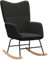 vidaXL Moderner schwarzer Schaukelstuhl für Erwachsene mit flauschigem Kissen und robustem Metallrahmen | Stoff Indoor-Rocker | Einzelstück | Stylisch | Bequem