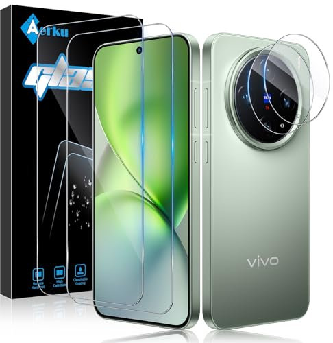 Aerku Pellicola Vetro Temperato per Vivo X200 Pro Mini, [2+2 Pezzi] Vetrino Temperato 9H Anti Graffi Pellicola Fotocamera, HD Vetro Protezione Schermo Protettiva