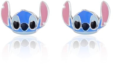 Disney Stitch Ohrstecker, aus 925er Sterlingsilber mit farbiger Emaille, für Damen und Mädchen, Fertig zum Verschenken, Offizieller Disney Schmuck