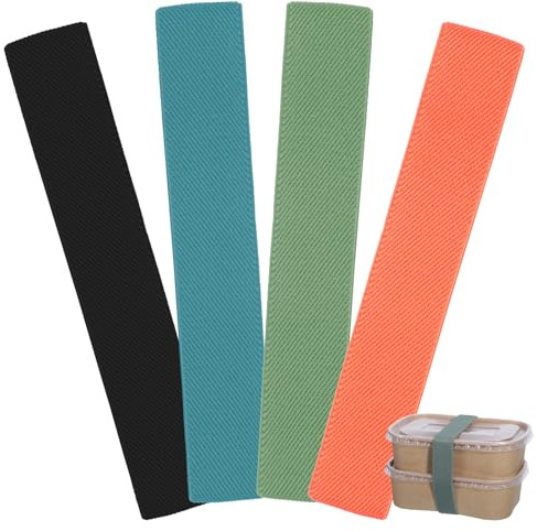 Lnngub 4 Pcs Bento Box Strap,Elastic Bento Straps Lunch Box Elastic Band Lunch Boxes Fixing Band Replacement for Office Classroom Picnic Camping Outdoors Meals,4 Colors