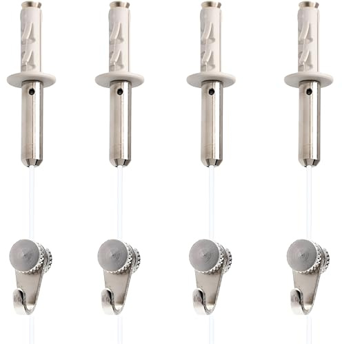 Appendi Quadri da Soffitto – Kit 4 Supporti SG con Filo Nylon 8 m e Ganci RM | Sistema di Sospensione Regolabile | Portata fino a 15 kg per Unità