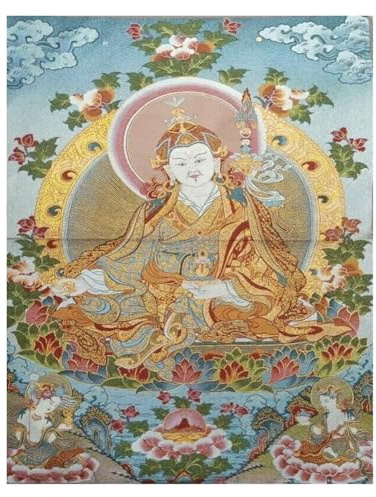 Tibetische Thangka-Stickerei Padmasambhava Thangka Seidenstickerei Fengshui Wandbehang tibetischer Buddhismus 24-36 Zoll