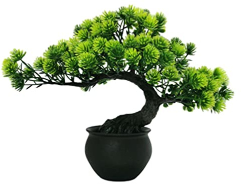 Anynoch Künstlicher Baum Künstliche Pflanze Bonsai Künstliche Blume,Grün | Büro-/Wohndekoration,Gästebegrüßung ,Künstliche Blume,Künstlicher Baum,31 x 24 cm,Kunststofftopf,Topfdurchmesser: 9 cm