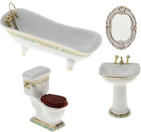 DuskHaven Dollhouse Miniatur Badewanne Puppenhaus Badezimmer Möbel mit Lebensnaher Und Vielseitiger Verwendung für Kinderzimmer Spielzeug