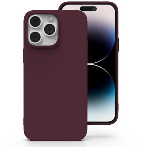 Zuvirelx Silicone Case for iPhone 14 Pro Max - Burgundy | Thin, Non-Slip, Soft Grip, Minimalist, Shockproof, Pocket-Friendly