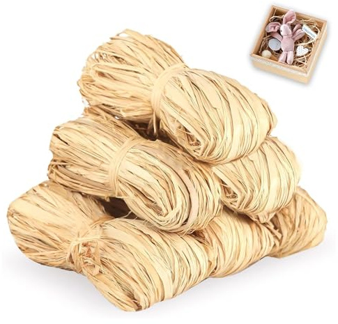 6 Natural Raffia Ribbons for Crafts, Raffia Fibre Ribbon for Weaving, Florists and Gardeners, for Decorating, Florists Garden Wedding