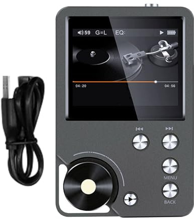 Ticfox Lettore MP3 da 64 GB, Bluetooth, DSD DAC Hi-Res FLAC, lettore musicale senza perdita con altoparlante, display LCD da 2,0 pollici, lettore musicale MP3 portatile, supporta fino a 256 GB (nero)