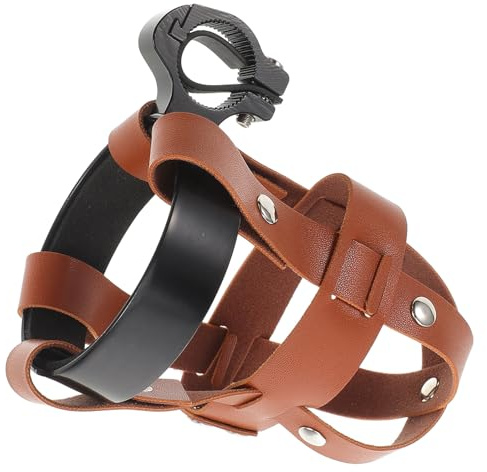FRCOLOR Portabottiglie in Pu per Bicicletta in Lega di Alluminio Supporto Stabile e Minimizzazione delle Vibrazioni, Porta Borraccia Vintage Marrone per Escursionismo e Campeggio
