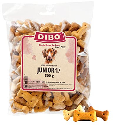 DIBO Junior-Mix, 500g-Beutel, Backwaren als gesunde, natürliche Ernährung für Hunde, Hundefutter, Barf, B.A.R.F., Leckerli, Hundekekse