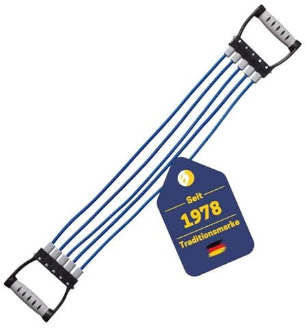 Best Sporting Expander Fitness 15-20-25 kg I Bänder Krafttraining I Widerstandsbänder Krafttraining mit 5 Zugseile I Trainingsband I Ideal für Ganzkörpertraining (Blau (20kg))