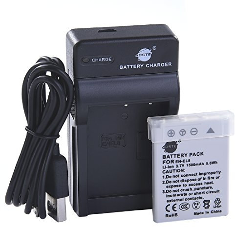 DSTE en-EL8 Li-ION Batterie et Chargeur USB Costume pour Nikon Coolpix P1 P2 S1 S2 S3 S5 S6 S7 S8 S9 S50 S51 S52