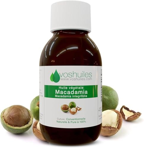 VOSHUILES - Huile Végétale de Macadamia Parfum Noisette 250ml - Soin Naturel pour Peau et Cheveux- Hydratation Intense- Qualité Premium- Usage Cosmétique