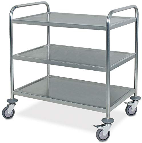 BRB Edelstahl-Servierwagen, 3 Etagen, LxBxH 860x540x940 mm, Tragkraft 150kg