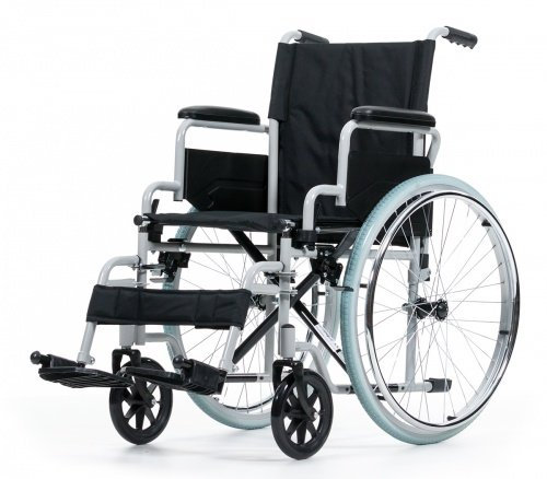 REHASHOP Rollstuhl Karibu - Sitzbreite 51 cm - Fußstützen und Armlehnen klappbar, sehr stabil und faltbar