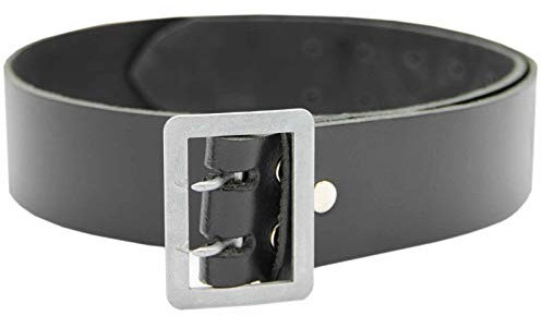 unbekannt Lederkoppel 2-Dorn 140 cm lang schwarz 5 cm breit Dienstgürtel Polizei Feuerwehr Unisex Gürtel Belt