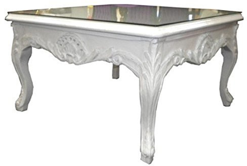 Casa Padrino Barock Couchtisch Weiß 80 x 80 cm - Beistelltisch - Wohnzimmer Salon Tisch