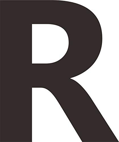 INDIGOS UG Auto Aufkleber R - schwarz - wetterfest - Autoaufkleber Buchstabe Zahl Motorrad Fahrrad Helm Tür Fenster Beschriftung Glas Briefkasten Mülltonne 10cm