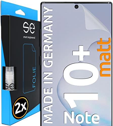 2x se® 3D SCHUTZFOLIE Entspiegelt für Samsung Galaxy Note 10 Plus,Anti-Staub, 100% Fingerabdruck & FaceID kompatibel, einfache blasenfreie Installation, Ultra-Klar, Stoß-Kratzfest, aus Deutschland