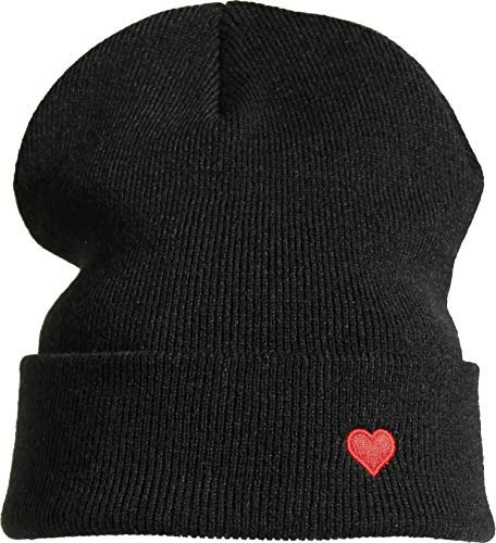 Baddery Strickmütze: Herz - Wollmütze Winter-Mütze - Liebe Love - Herren Damen Jungen Mädchen Kinder - Ski Snowboard Mütze - Streetwear Urban Geschenk (One Size)