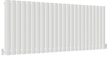 Acezanble∣Horizontal Designer Radiator Oval Column White 600x1416mm Double Panel Centre Heating Perfect for Barthroom,Hallway,Living Room, Kitchen
