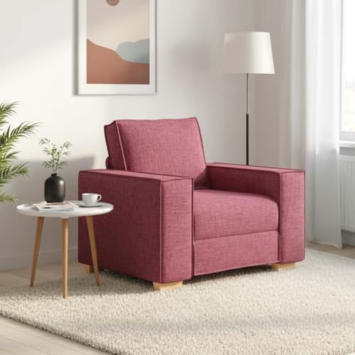 Owoxanthellate Weinrotes Mini Sofa 99x78x84 cm mit Holz-Metall Gestell, Recamiere mit Breiten Armlehnen, kompaktes Couch für kleines Wohnzimmer Büro und Gästezimmer