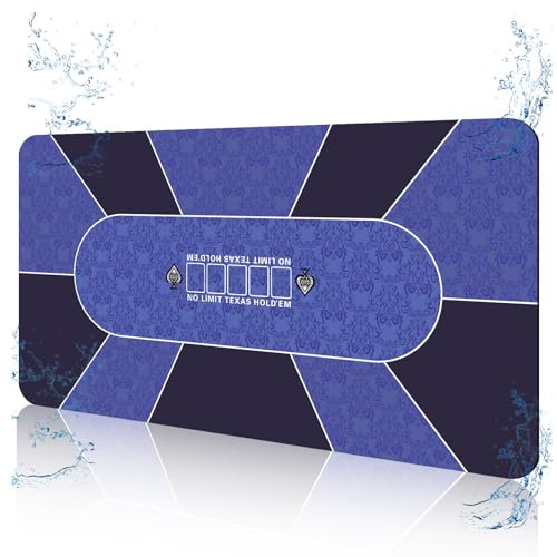 FURUISEN Professionelle Pokermatte, wasserdicht, 178 x 89 cm, für 8 Spieler, tragbar, Gummi, Texas Hold'em, Poker-Tischplatte, Layout mit Tragetasche für Karten, Pokerspiele, Blackjack, Casino