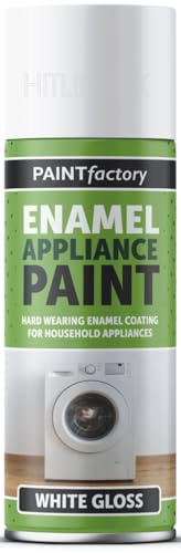 HitlineUK 400ml Appliance White Gloss Enamel Paint Spray Aerosol DIY Wood Metal