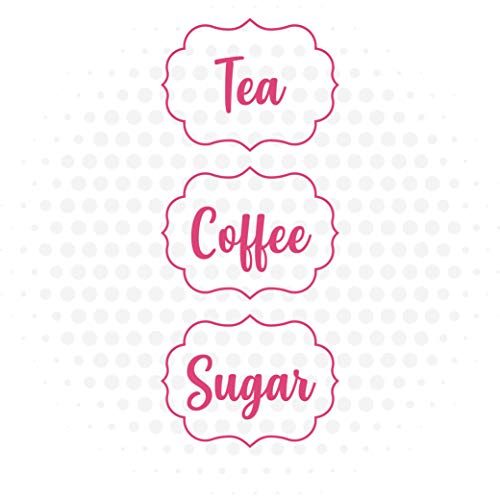Coffee Tea Sugar Canister Stickers Self-Adhesive Waterproof Vinyl Kitchen Decal (Pink)