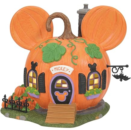Department 56 Disney Village Halloween Mickey Mouse Pumpkintown House Lit Building, 14 cm, Mehrfarbig