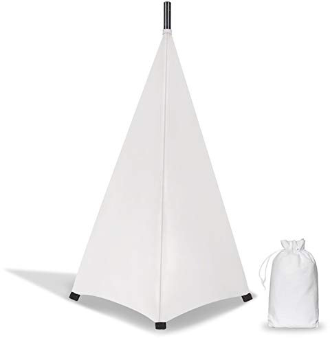Dofilachy Lautsprecher Ständer Cover,Tripod Cover Stativ Segel für Veranstaltung Effekt Licht Scheinwerfer,Dehnbar Cover für Lautsprecherstative mit kostenloser Reisetasche (Weiß 1 Stück)