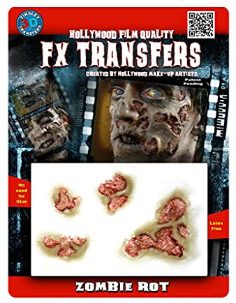 Leiche 3D FX Transfers Klebe-Tattoo - Kostüm-Zubehör für Halloween, Karneval & Motto-Party