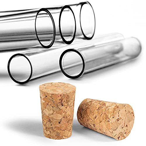 Tuuters 100x Kunststoff Reagenzgläser mit Korken Verschluss Presskorken Reagenzröhrchen (130 x Ø17mm)