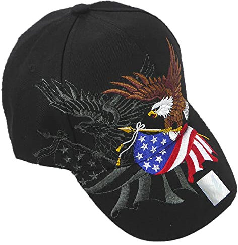 Basecap Cap mit Schild Bestickt Native Pride Adler Flagge USA Schwarz