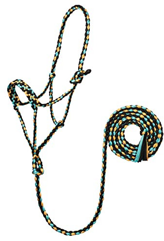 Weaver Leather Unisex-Erwachsene Geflochtenes Seil HLTR W/LD, BK/SF/MT Halfter, Schwarz/Safran/Minze, Average Horse