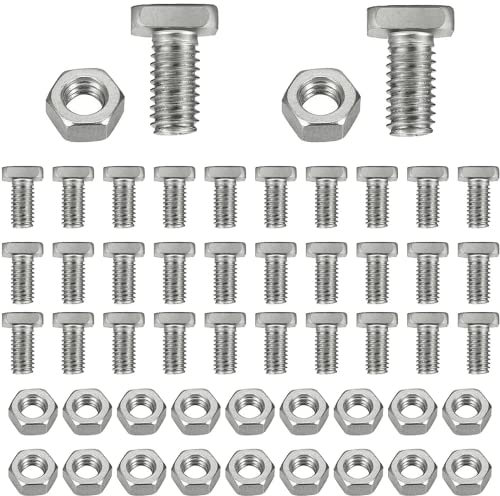 50 Sets Aluminium Greenhouse Nuts and Bolts, Hex Nuts and Square Head Bolts for Building and Repairing Greenhouse