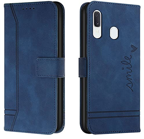 Lihondar Compatible with Samsung Galaxy A20E / A10E Case, PU Leather Folio Wallet Flip Cover with Card Holder Magnetic Phone Case Cover for Samsung A20E (Blue)