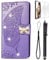 JOMA-E Shop For iPhone 14 (6.1) Case 3D Glitter Bling Sparkly Gems Butterfly Flip Case Stand PU Leather Wallet Phone Case Card Slots Magnetic TPU Shockproof Screen Protector (Light Purple, iPhone 14)