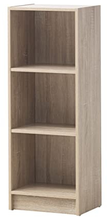 Timber Art Design UK 3 Tier Bookcase Open Narrow Tall Shelf Rack Contemporary Organizer Display Shelving Unit for Modern Living Room, Office Space, Study Room Furniture, Grey - W40 x H106 x D30cm