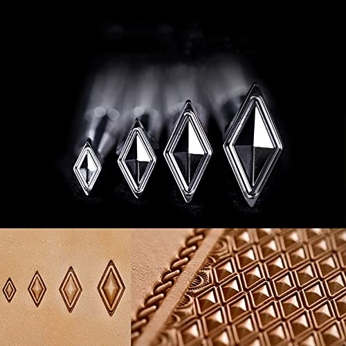 Diamond Stamps 3D Geometrisches Muster Lederstempel - Ein Stück oder Set mit 4 Lederstempelwerkzeugen in Edelstahl (LX1-4, ein Stück)
