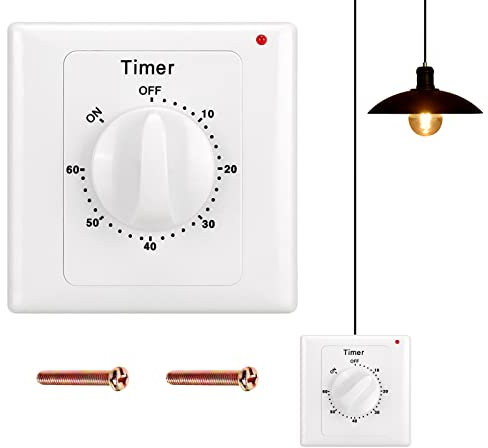 Aicharynic Countdown Timer Switch, Zeitschalter 60 Minuten Lichtschalter mit Zeitschaltuhr Wassergeschützt Aufputz für Badezimmer Lüfter Lichter Abluftventilator