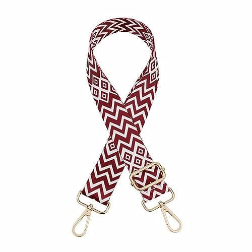 SHTGOI Taschengurte Verstellbarer Schultergurt 3.8cm Breite Rautenförmige Schulterriemen Doppelseitiges Muster Geflochten Umhängegurt Ethno-Stil Taschenriemen für Damen Taschen Zubehör Weinrot