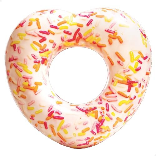 Intex Rueda Hinchable, 89x25x94 cm, Diseño Realista Donut, Forma de corazón, Incluye Parche reparación, Flotador, Colchonetas de Piscina, Hinchables Playa, Juguete Agua, Flotadores (56253)