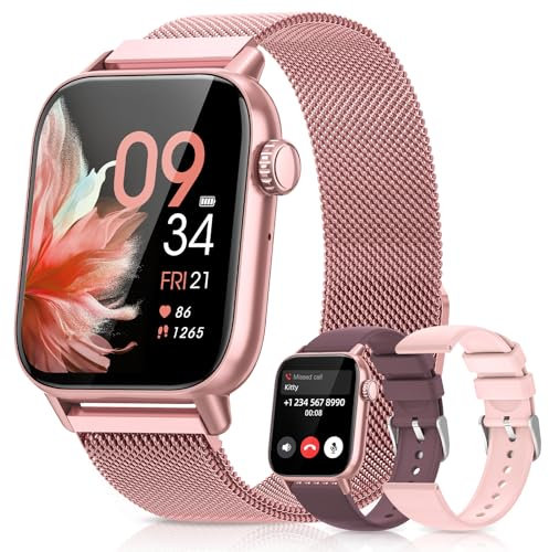 SWGOTA Nuovo Smartwatch Donna Chiamate, 1.83 Orologio Smartwatch, 3 Cinturini, Cardiofrequenzimetro SpO2 Sonno, Fisiologia Femminile, 113 Modalità Sport Smart Watch iOS Android Rosa