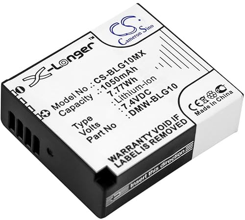 1050mAh / 7.77Wh Ersatzakku kompatibel mit Leica D-Lux Type 109, BP-DC15, Panasonic DMW-BLG10, DMW-BLG10E, Lumix DMC-GF3, DMC-GF3C, DMC-GF5, DMC-GF6, DMC-TZ101, DMC-ZS60, DMC-ZS100