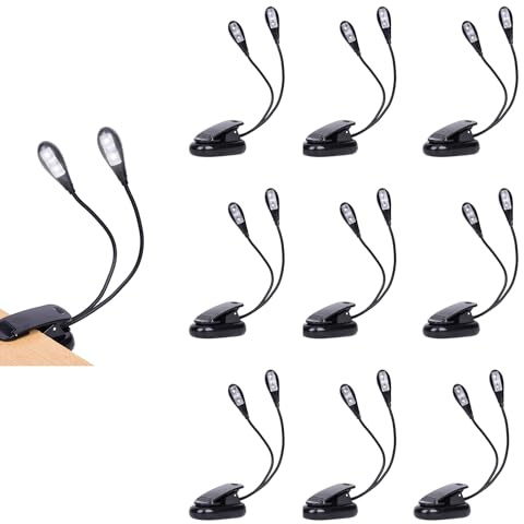 Notenständer-Lichter zum Anklippen, USB- und AAA-Batteriebetrieben, Augenpflege und tragbar, LED-Leselampe, 4 Helligkeiten, ideal für Orchester, Notenblätter, Gitarre, 10 Stück